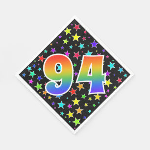 Bunte Sterne + Regenbogen-Muster "94" Ereignis # Serviette
