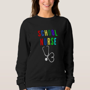 Bunte Stethoskop-Schulkrankenschwester Zurück zur Sweatshirt