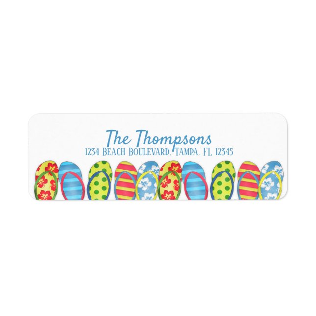 Bunte Strand Flip Flops Personalisiert Tropisch (Vorne)
