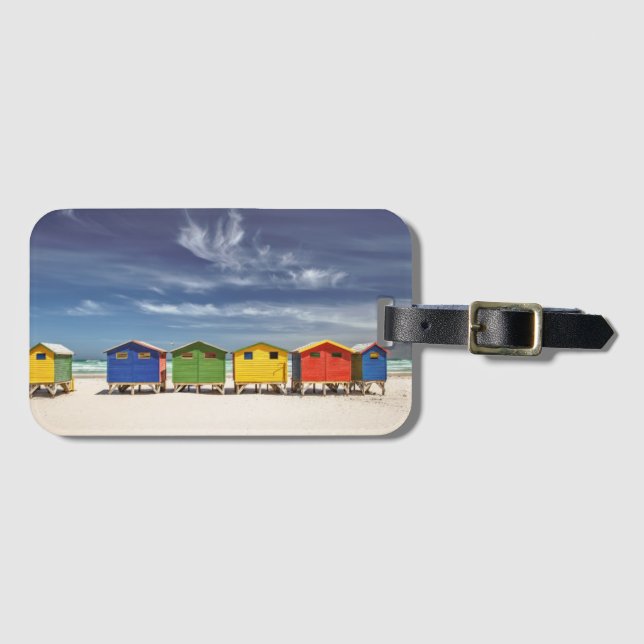 Bunte Strand-Häuser | Muizenberg, Südafrika Gepäckanhänger (Vorderseite (Horizontal))
