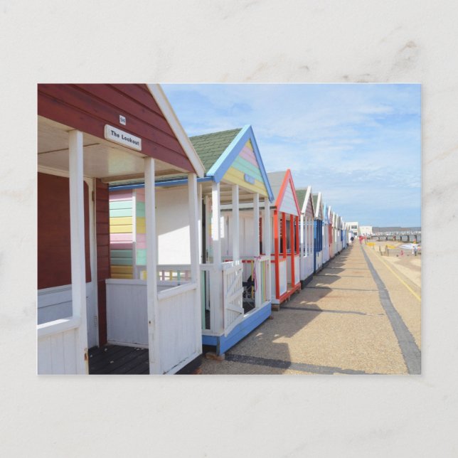 Bunte Strand-Hütten Postkarte (Vorderseite)