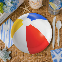 Bunte Strandball Pappteller