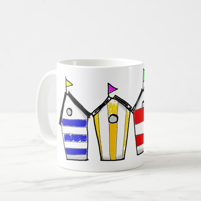 Bunte Strandhütte-Illustration Kaffeetasse (Vorderseite Links)
