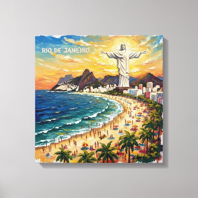 Bunte Strandpromenade von Rio de Janeiro auf Leinw Leinwanddruck (Vorderseite)