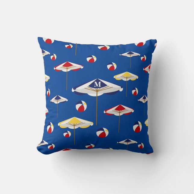 Bunte Strandschirm-und Wasserball-Gewohnheit Kissen (Vorderseite)