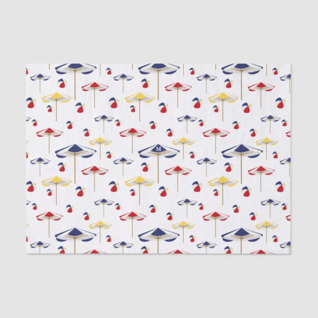 Bunte Strandschirm-und Wasserball-Gewohnheit Seidenpapier (Vorderseite)