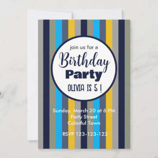 Bunte Streifen Geburtstagsparty Einladung