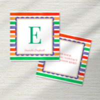 Bunte Streifen Monogramm Muschel Farbig