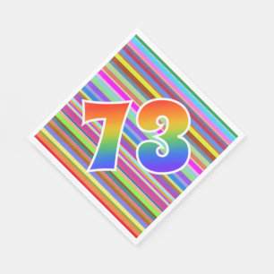 Bunte Streifen + Regenbogen-Muster "73" Ereignis # Serviette