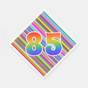 Bunte Streifen + Regenbogen-Muster "85" Ereignis # Serviette