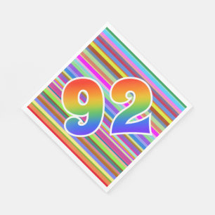 Bunte Streifen + Regenbogen-Muster "92" Ereignis # Serviette