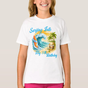 Bunte Surfen Strand tropischer Kindergeburtstag T-Shirt