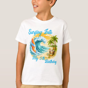 Bunte Surfen Strand tropischer Kindergeburtstag T-Shirt