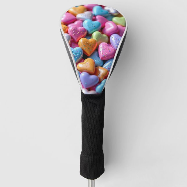 Bunte Süßigkeiten-Liebesherzen Golf Headcover (Vorderseite)