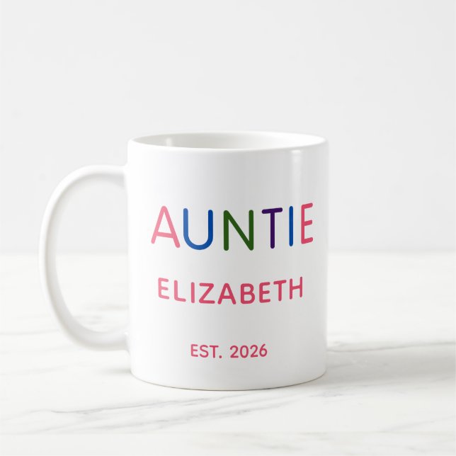 Bunte Tante personalisierter Name Datum Kaffeetass Kaffeetasse (Links)