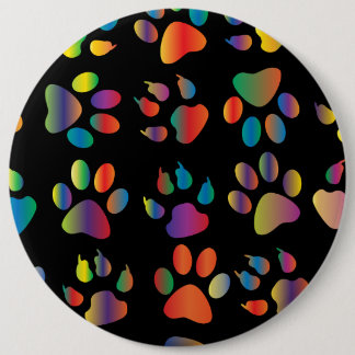Bunte Tatze druckt Muster (Schwarzes) Button