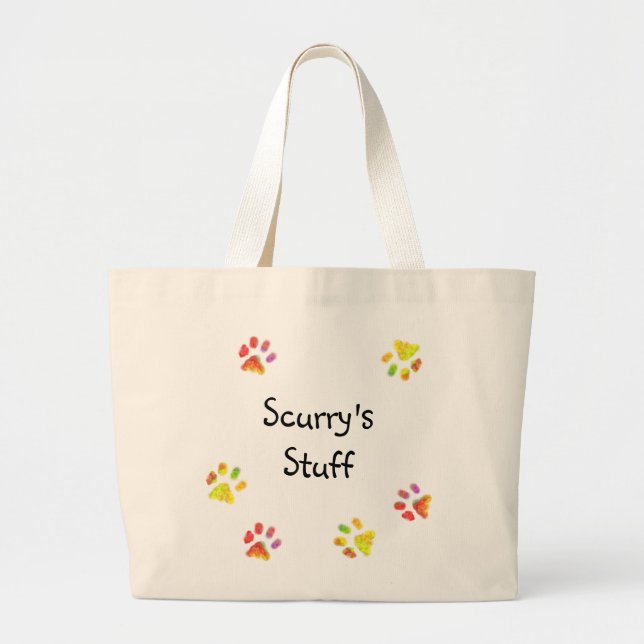 Bunte Tatze druckt personalisierte Jumbo Stoffbeutel (Vorne)