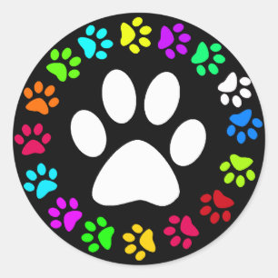 BUNTE TATZEN-DRUCKE RUNDER AUFKLEBER