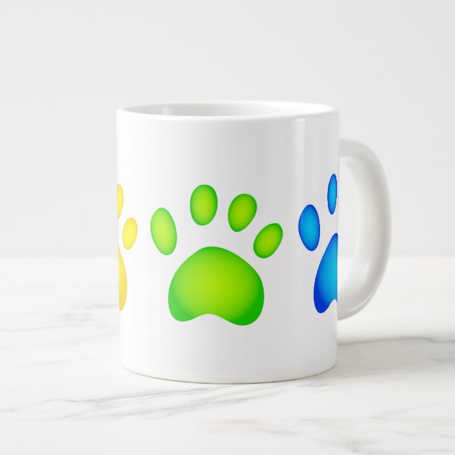 Bunte Tatzen Jumbo-Tasse (Vorderseite Rechts)