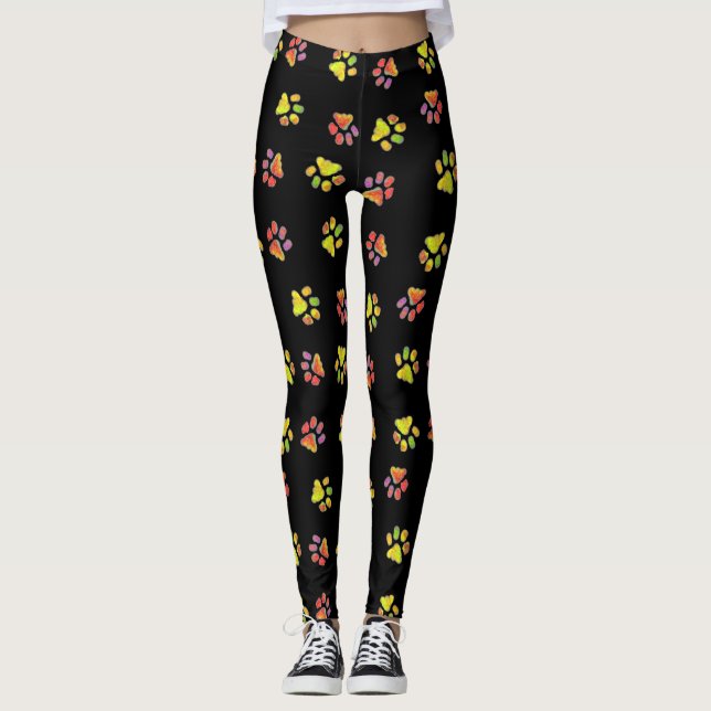 Bunte Tatzen Leggings (Vorderseite)