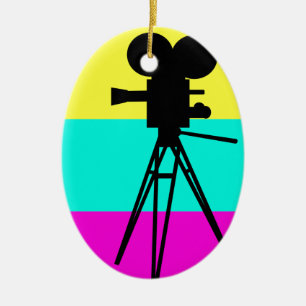 Bunte Technicolor-Kamera-Silhouette-Verzierung Keramik Ornament