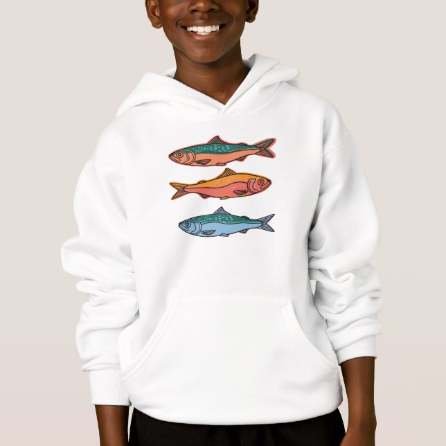 Bunte Thunfisch-Kinder Hoodie (Vorderseite)