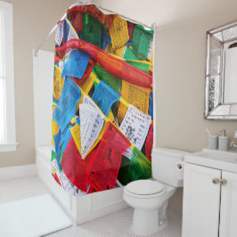 Bunte tibetische Gebetsflaggen - Tibet Duschvorhang