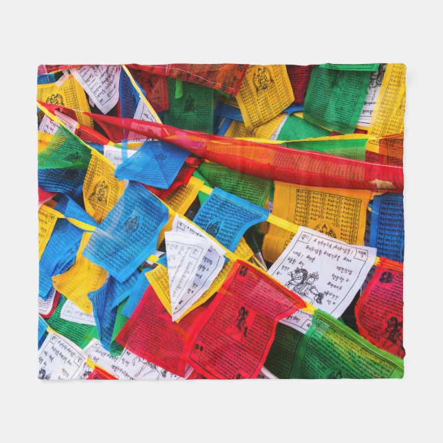 Bunte tibetische Gebetsflaggen - Tibet Fleecedecke (Vorderseite (Horizontal))