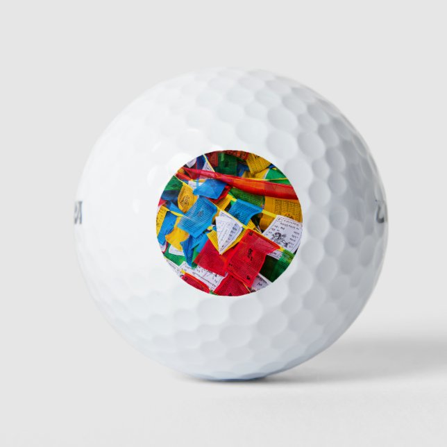 Bunte tibetische Gebetsflaggen - Tibet Golfball (Vorderseite)