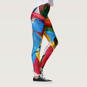 Bunte tibetische Gebetsflaggen - Tibet Leggings