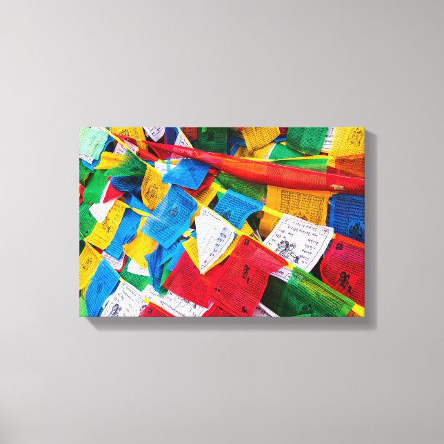 Bunte tibetische Gebetsflaggen - Tibet Leinwanddruck (Vorderseite)