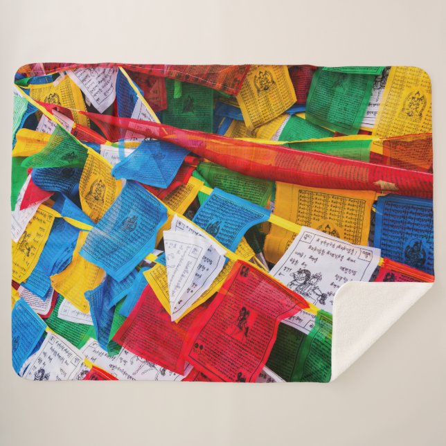 Bunte tibetische Gebetsflaggen - Tibet Sherpadecke (Vorderseite (Horizontal))