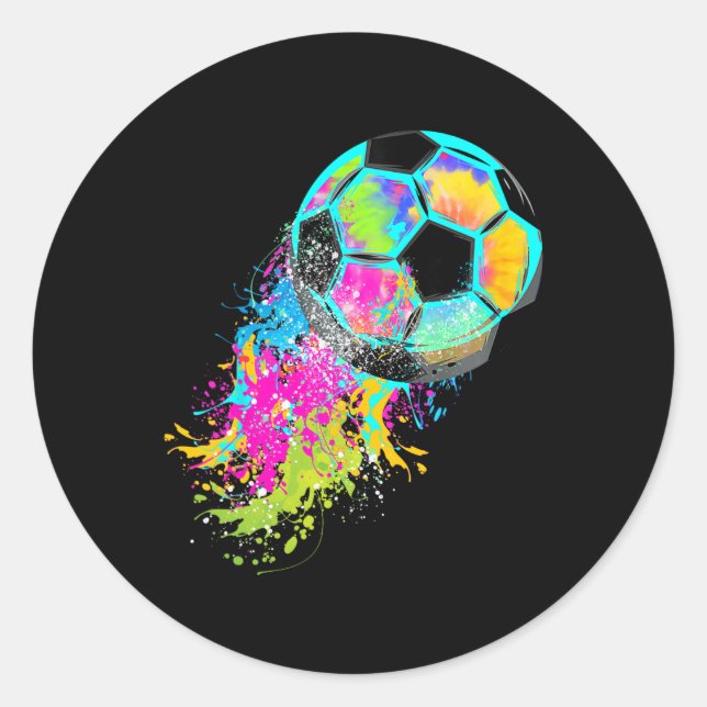 Bunte Tie Dye Fußball Ll  Runder Aufkleber (Vorderseite)