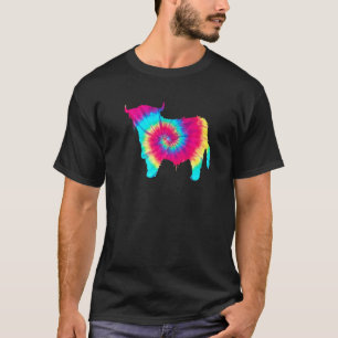 Bunte Tie Dye Highland-Kuh für Frauen Männer Kinde T-Shirt