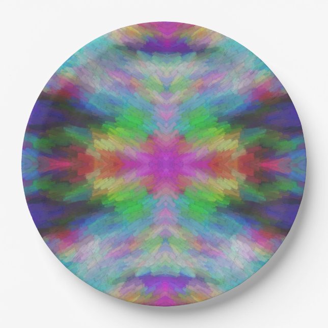Bunte Tie-Dye-Stil-Kunst Pappteller (Vorderseite)