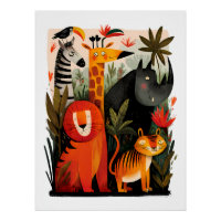 Bunte Tier Illustration – Fantasie Dschungeltiere