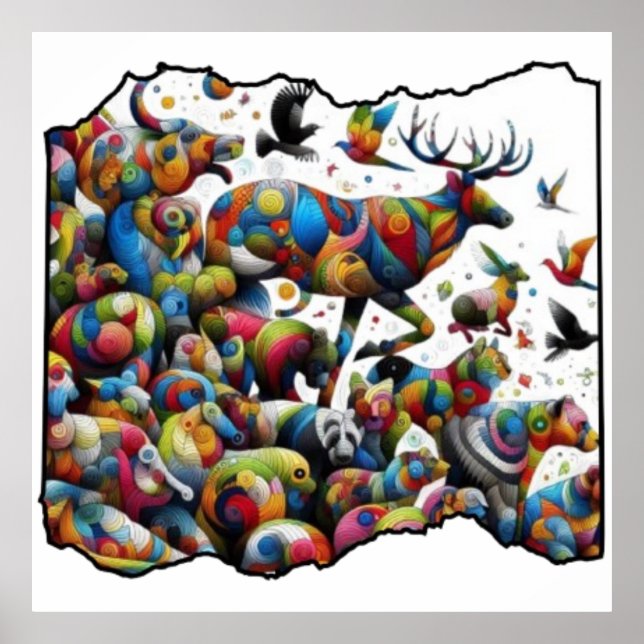Bunte Tierwelt — wilde Ausbrüche Poster (Vorne)