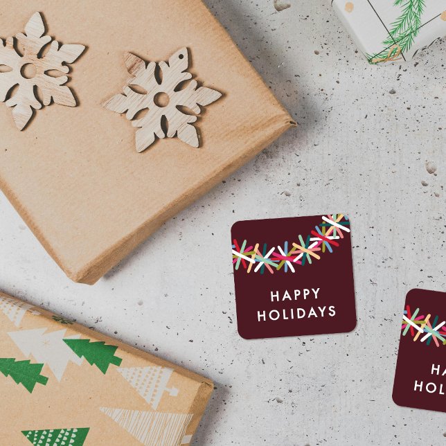 Bunte Tinsel-Girlande Frohe Feiertage Aufkleber (Von Creator hochgeladen)