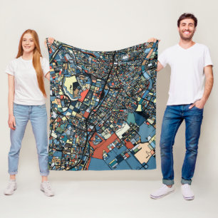 Bunte Tokyo-Karte Fleecedecke