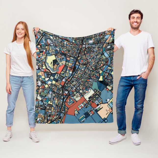 Bunte Tokyo-Karte Fleecedecke (Beispiel)