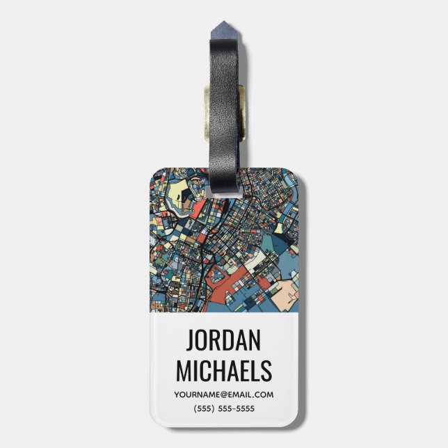 Bunte Tokyo-Karte Gepäckanhänger (Rückseite vertikal)