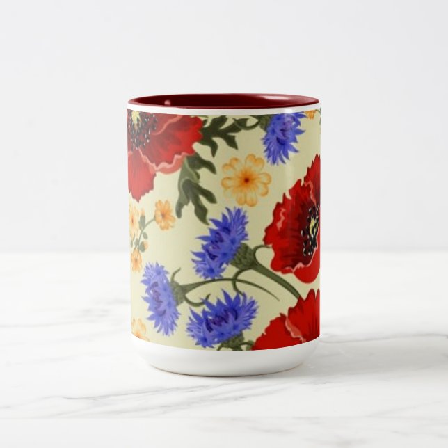 Bunte Ton-Tasse des Blumen-Entwurfs-zwei Zweifarbige Tasse (Mittel)