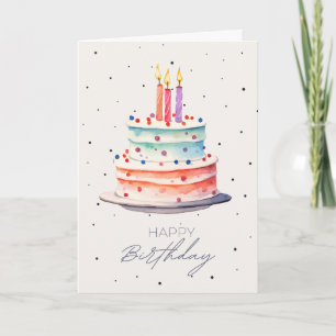 Bunte Torte und Konfetti Geburtstagskarte Karte