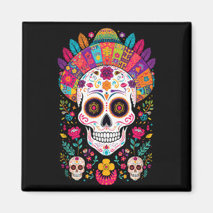 Bunte Totenkopfblumen Mexikanische Tradition Dia D Magnet