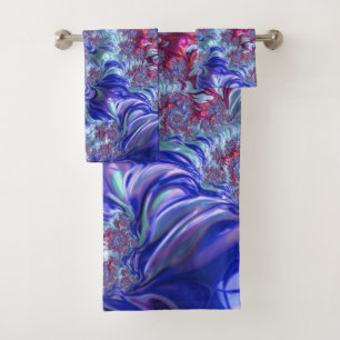 Bunte Trippy Groovy Digitale Abstrakte Fraktal Badhandtuch Set