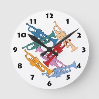 Bunte Trompete Runde Wanduhr