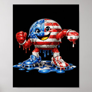 Bunte tropfende Fußball Amerika Männer Frauen USA Poster