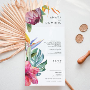 Bunte tropische Blumen   Foto versiegeln und sende All In One Einladung