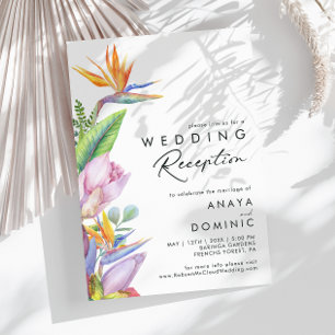 Bunte tropische Blumen   Hochzeitsempfang Einladung