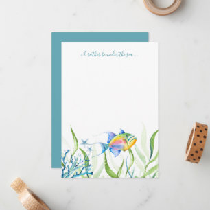Bunte Tropische Fische Aquarell Notizkarte Mitteilungskarte
